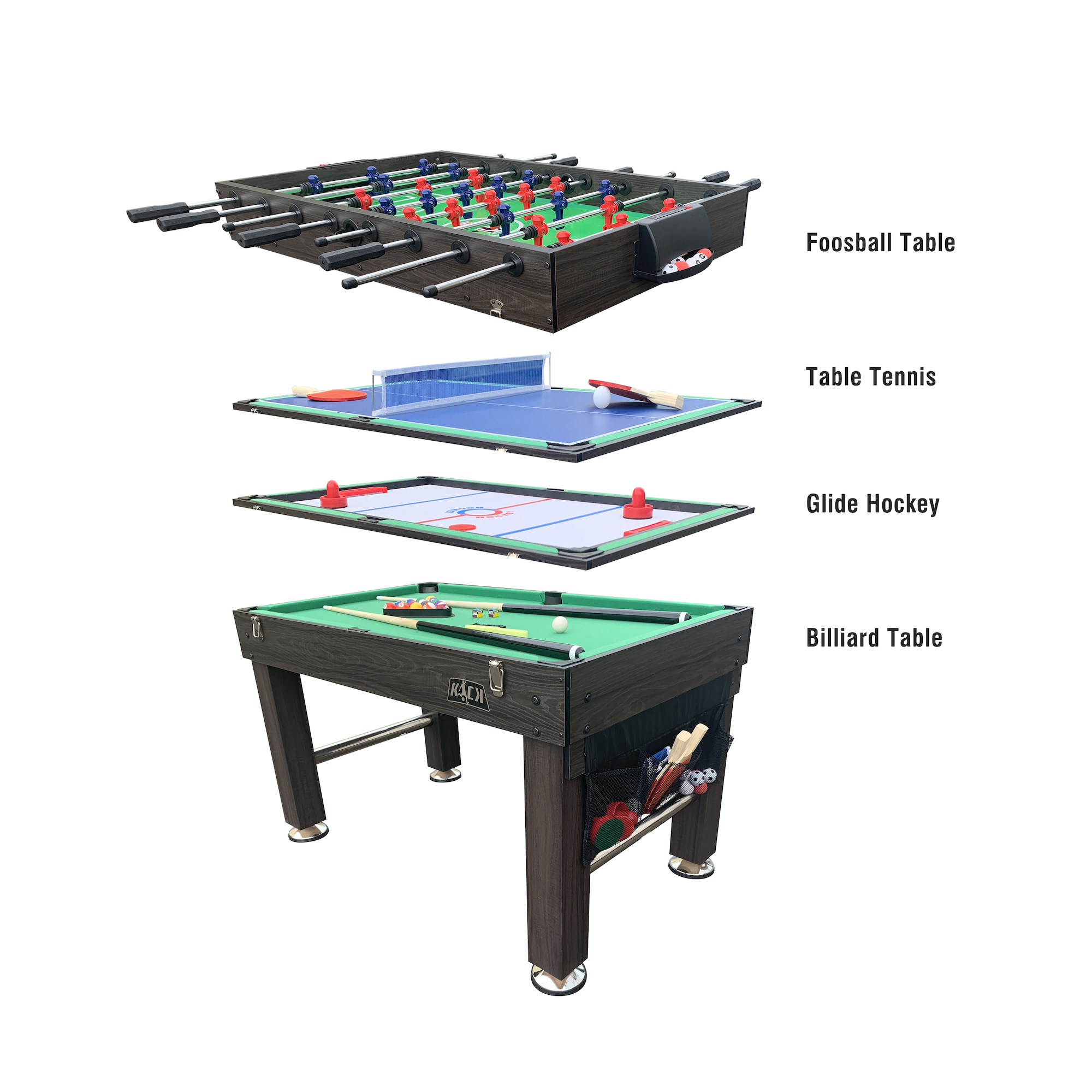 KICK Tetrad 55 4-in-1 Multi Game Table (Brown)
